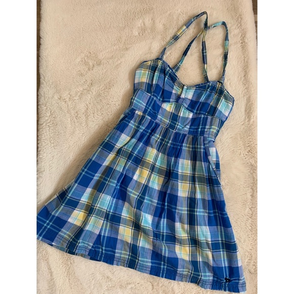 Small, Abercrombie & Fitch, plaid cross back summer dress with built in slip - Picture 6 of 12